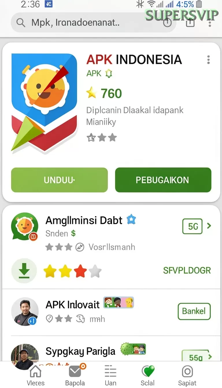 Cuplikan layar V21 — halaman utama